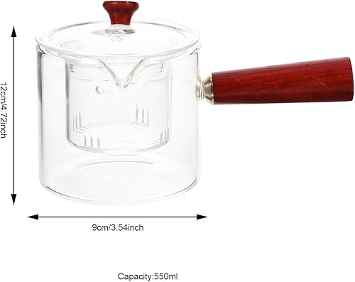 Miniatura 3 de CALLARON Tetera de vidrio, tetera de vidrio, tetera japonesa con mango lateral, dispensador de té con infusor chino para hacer té de hojas sueltas,