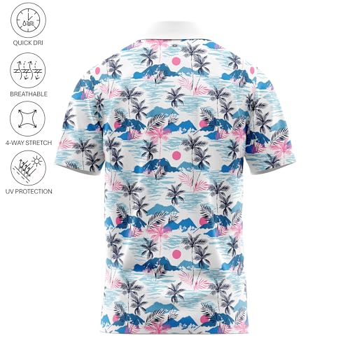Image of Patriotic USA Golf Polo Shirt - Men's Performance Short Sleeve Moisture Quick Dry Fit Athletic Veteran UPF Stretch Casual Fun