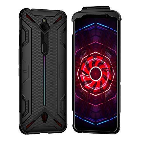 Orzero Shockproof Protective TPU Phone Case Compatible for Nubia Red Magic 3, (Support Gamepad) Anti-Scratch Heat Dissipation Cover-Black