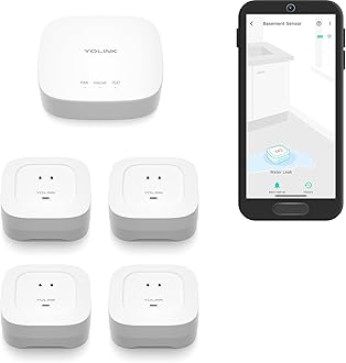Water Leak Starter Kit: Hub + 4 Leak Sensor 4 (105 dB Siren), LoRa Long-Range, App/SMS/Email Alerts, D2D Offline, 2 AAA Up to 5-Year Battery, Compatible with Alexa/IFTTT/Home Assistant