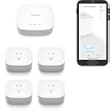 Water Leak Starter Kit: Hub + 4 Leak Sensor 4 (105 dB Siren), LoRa Long-Range, App/SMS/Email Alerts, D2D Offline, 2 AAA Up to 5-Year Battery, Compatible with Alexa/IFTTT/Home Assistant