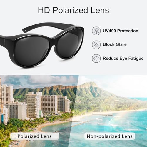 Image of Br'Guras Polarized Oversized Fit over Sunglasses Wear over Glasses for Women Men Driving Riding