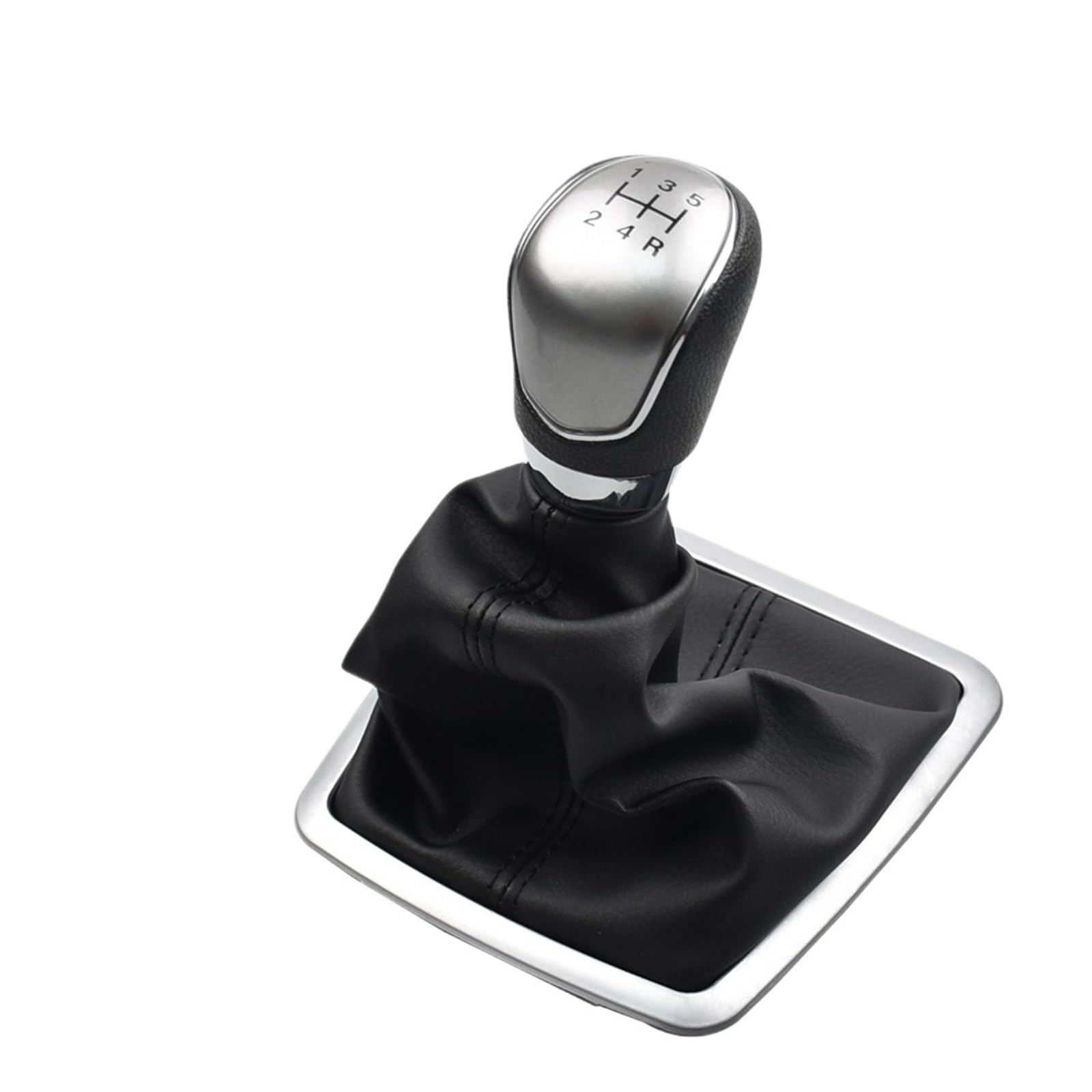 Wxnlbb Silver-5Speed Gear Shift Knob Lever Gaitor Shifter Boot Cover Case Compatible With Ford Focus 2 Mk2 Fl C-Max Mondeo Mk2 Mk3 Mk4 Mk7 Galaxy(Silver-5Speed)