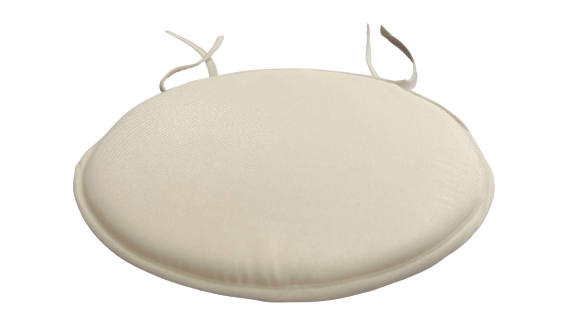INSAFIANS Waterproof Round Garden Chair Seat Cushions – 35cm Bistro Dining Chair Pads with Ties Indoor/Outdoor Multipacks (BEIGE PK 1)