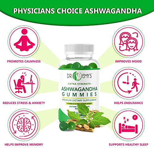 Ashwagandha Gummies by Dr Emy’s. Vitamin D, Zinc Citrate Boost Supplement Stress Relief, Sleep, Immune System Ashwa… - Image 5