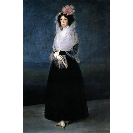 MSTECO Pintura Famosa Arte de la Pared de la Lona Lienzos Decorativos La marquesa de la Solana Francisco de Goya para Sala de Estar 60x90cm