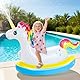 Aragallant Einhorn Aufblasbar Wassersprinkler Kinder Outdoor, Wasserspielzeug Einhorn Sprinkler Rasensprenger für Kinder Erwachsene Garten Pool Hof Sommer Party