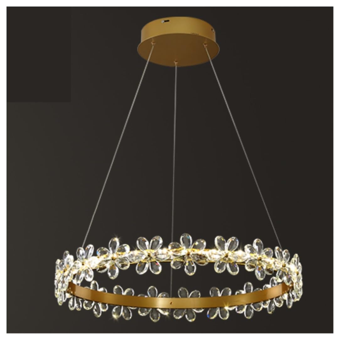 Kitchen Lights Ceiling,Chandelier Round Modern Hanging Lamp Metal Crystal Chandeliers Lamps For Home Living Room Dining for Villa(40cm)