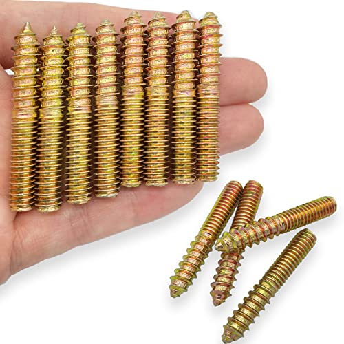 Image of 12 Pack 5 /16-18x2 Inch Hanger Bolts 5 /16-18'' Double Headed 5 /16 Wood Dowel Screw Self-Tapping for Furniture Screws Threaded Rods Bolt 50mm Length, (YLK2022060703)