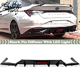 Syon Auto FITS 2021+ HYUNDAI ELANTRA GLOSS BLACK SHARK FIN REAR DIFFUSER W/LED BRAKE LIGHT