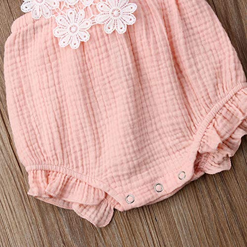 Cute Infant Newborn Baby Girl Lace Ruffle Romper Jumpsuit Bodysuit Summer Outfit Clothes (6-12 Months, Pink) #TOP6