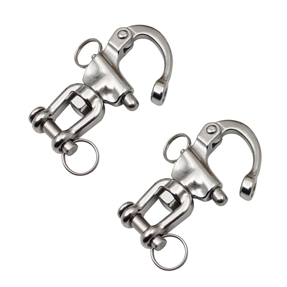 Moschettone girevole 2 pezzi acciaio inox 316 sgancio rapido 70 mm per barca veliero