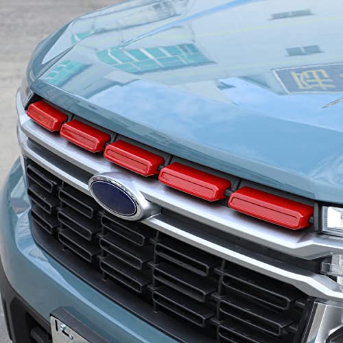 Grille Inserts Cover Trim Compatible with Ford Maverick LARIAT 2022 2023 2024 Car Exterior Decoration Accessories (Red)