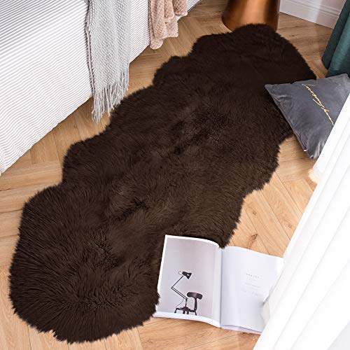 Carvapet Luxury Soft Faux Sheepskin Couch Seat Cushion Fake Fur Area Rugs