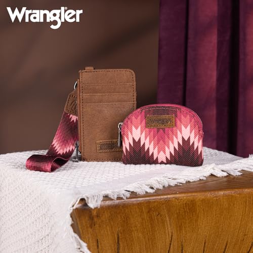 Image of Montana West Wrangler Aztec Keychain Wristlet Wallets for Women Western Dual Pouch Wristlet Credit Card Holder Wallet with Zipper Pocket WG2211-W0051DPK