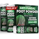 Antifungal Foot Powder with Miconazole Nitrate 2% & Tea Tree Oil for Foot Fungus Treatment | Soothes Itchy Skin, Controls Odor & Prevents Reinfection | Powder for Athlete’s Foot Relief | Pack of 3