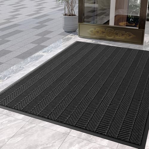 FSL Dormts Commercial Floor Mat Heavy Duty Trap Dirt and Moisture Entryway Doormat, Non-Slip Rubber Backing Rug, Door Mat for High Traffic Area, 3' x 4', Black