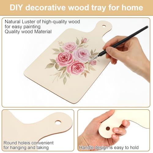 Set 24 tablas de cortar de madera con mango 30x16 cm miniatura 6