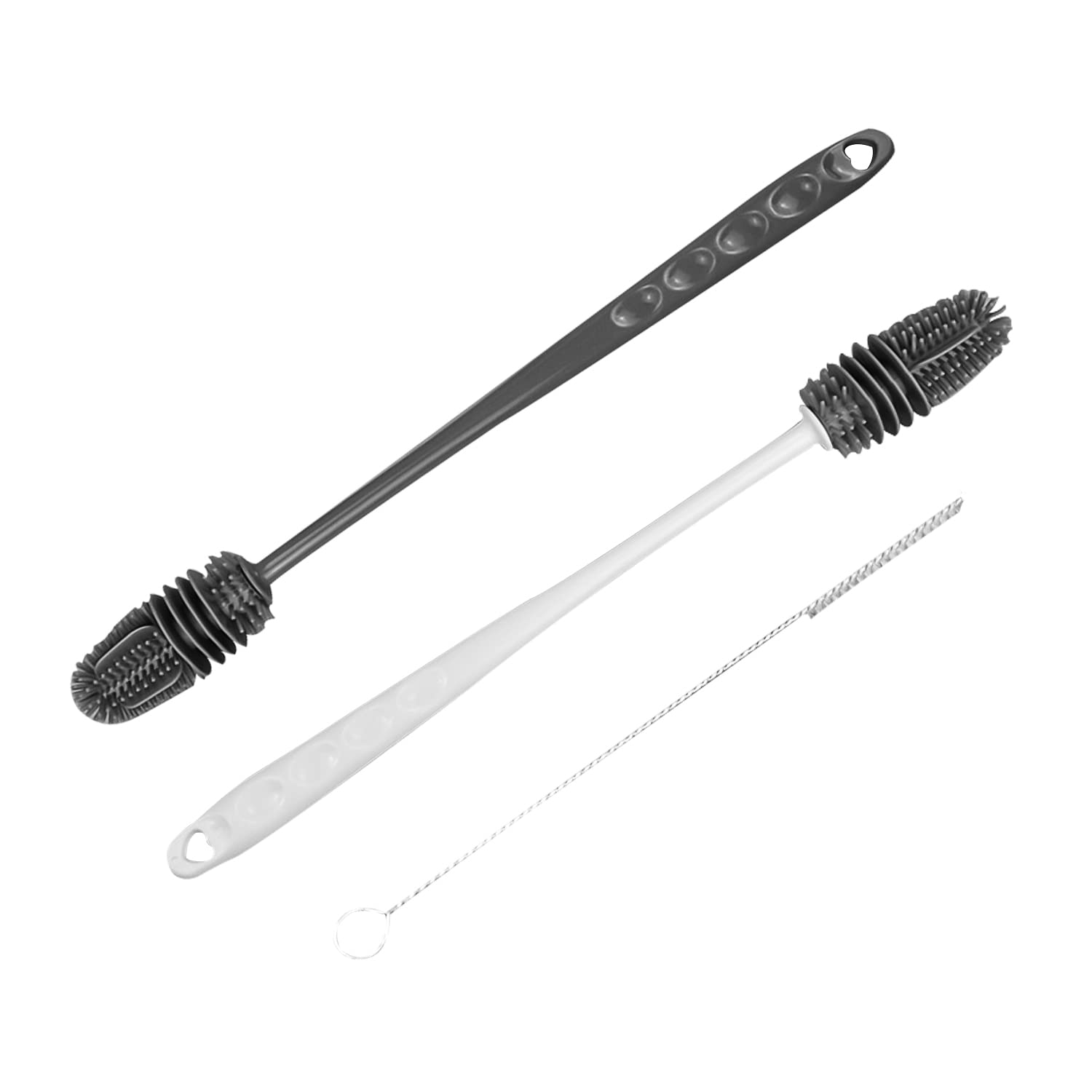 Silicone Bottle Cleaning Brush with Long Handle, Pack of 3 Baby Bottle Cleaning Brushes with Straw Cleaning Brush for Food Bottles, Thermos, Sports Bottles and Narrow Neck Containers
