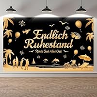 Endlich Ruhestand Deko Party Banner - 1 Stück Schwarz Gold Endlich Ruhestand Banner 100x150cm Renteneintritt Hintergrundstoff Für Männer Frauen Abschiedsfeier Rente Party Supplies