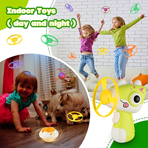 Atesson Flying Disc Launcher Toy, Kids Outdoor Toys, With 1 Flying Saucer Toy And 1 Led Flying Saucer And 1 Led Fidget Spinners, 4 Flying Saucers For Girls And Boys Birthday Gift Green #TOP5