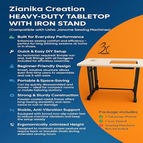 Image of Extension Table Top with Stand for Sewing Machines | Customized Table Top with Brand /Shop or Merchant Name (Compatible with Usha Janome Stitch Magic)