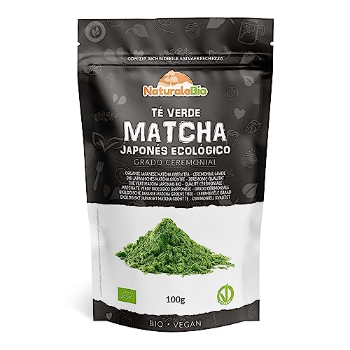 Té Matcha Orgánico Ceremonial en Polvo 100g. Té Verde Matcha Biológico Ecológico de 1 Grado, Producido en Japón, Uji, Kyoto. Para Beber, en la Cocina y con latte