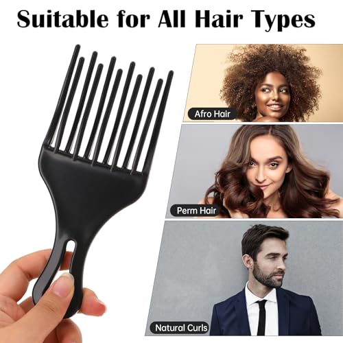 Salbsever 2-Piece Afro Hair Pick-Comb Set - Large and Small Plastic Wide-Tooth Picks for Curly Hair, Detangling, Wig and Braid Styling - Image 4