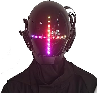 KYEDAY Máscara Cibernética Gótica Punk Para Hombre, Máscara Techwear, Accesorio De Disfraz De Cosplay De Halloween Con Luz LED