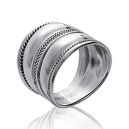 Bague en Argent 925/000 - Anneau Large - Largeur 18,20 mm - Bijoux Femme Homme Mixte
