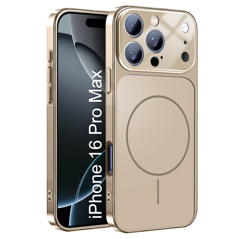Image of LuxuryKase Converter Case for iPhone 16 Pro Max | Premium Protective MagSafe Cover | iPhone 17 Pro Series Style Design | in Built Camera Guard | Wireless Charging Compatible - Gold