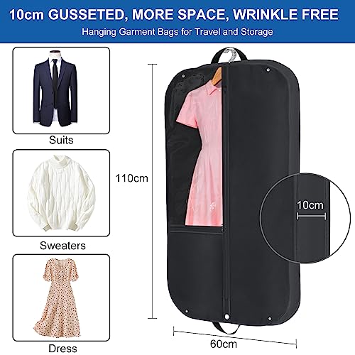 YYDSLEE Suit Bag 43"x24"x4" Garment Bags Breathable Suit Travel Bag Clothes Covers Bag with Carrying Handle Suits Carrier with Zipper Oxford Foldable Waterproof Garment Covers for Clothes Travel Black - Image 2