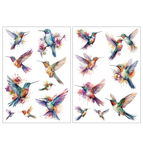 Everjoy Realistische Aquarell-Kolibris temporäre Tattoo-Aufkleber –...