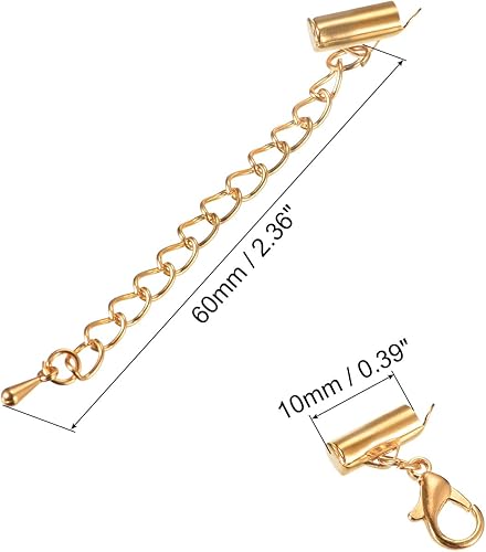 Miniatura 2 de uxcell 10 juegos de cierres deslizantes con cierres de pinza de langosta y cadena de extensión, extremos de cable deslizante de tubo de 0.394