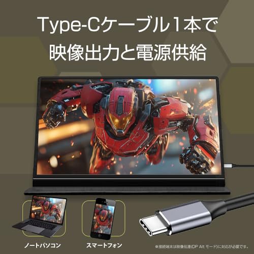 WINTEN モバイルモニター 14インチ ゲーミングモニター ディスプレイ 外付けモニター 1080P FullHD 軽量 薄型 ノングレア（非光沢） IPSパネル カバー付 スピーカー内蔵 Switch/PS4/PS5/PC/iPhone/スマホ/USB-C/HDMI/VESA WT-140H2-BS