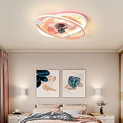 Ventilador Techo Infantil Con Luzy Mando a Distancia Dc Empotrado Niños Lampara Ventilador Silencioso Regulable Temporizador Chica Ventilador Lámpara Para Habitaciones Infantiles Dormitorio,Rosa