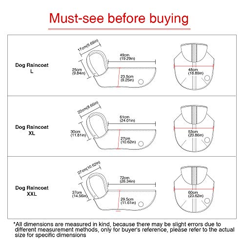 Nourse Chowsing Dog Raincoat Lightweight Waterproof Dog Raincoats, With Reflective Safety Strip & Leash Hole Raincoat, For Large & Medium Dogs Blue (Xl) #TOP5