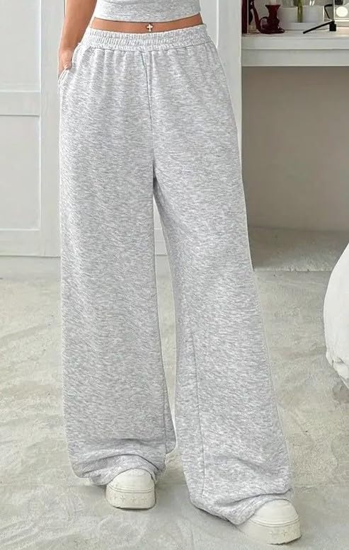 Image of dockstreet Straight Wide fit Long Length Open Bottom Jogger for Women /Trending Multi Pocket Style, Relaxed Casual Pants for Women