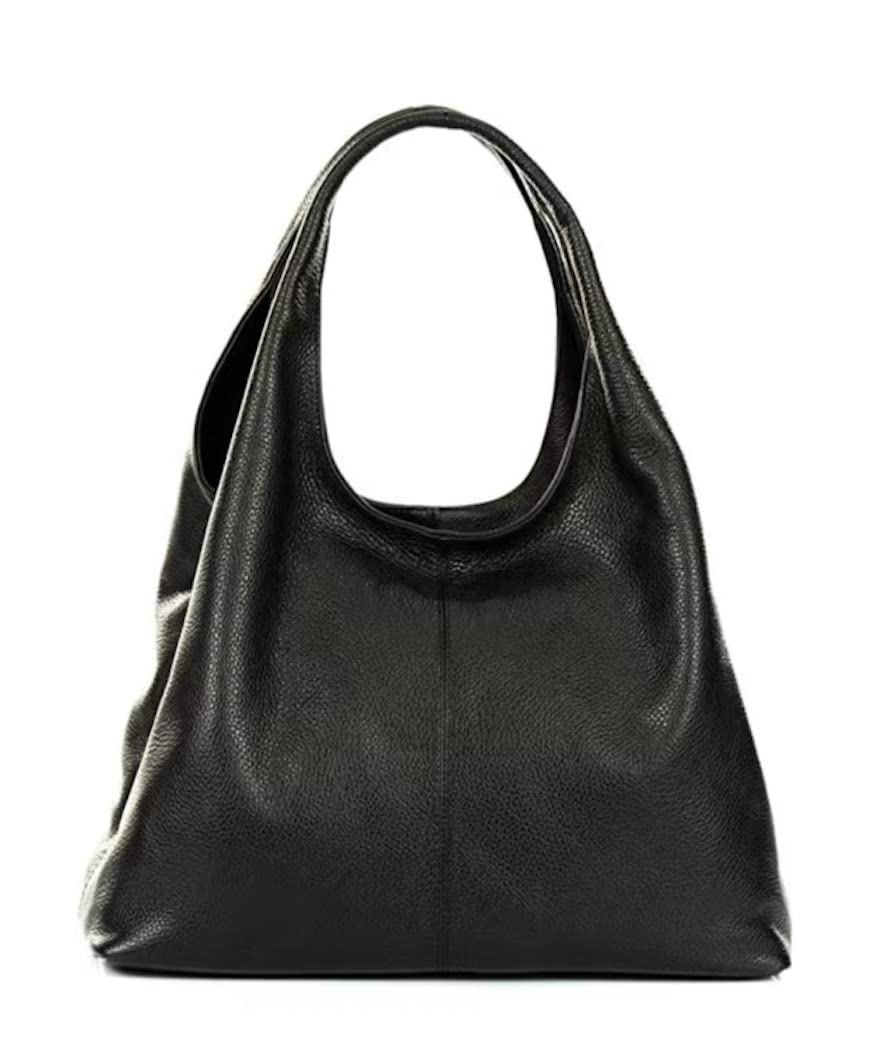 Sacca da Donna in Pelle | Nero | Borsa a Spalla | Vera Pelle | Made in Italy | Modello Samona