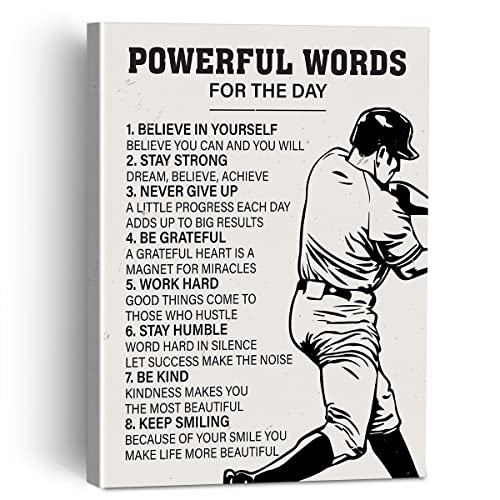 Ngaeak 8006 Baseball Players Powerful Words Of The Day Canvas Painting Framed Wall Art Decor cover