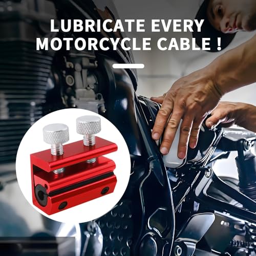 Image of Double-Headed Motorcycle Cable Luber Tool for Brake Cable Lubrication,Cable Lube Dispenser Motorcycle Tools for Motorcycles Bicycle Scooter,Universal Motorcycle Tools Cable Lube (Red)