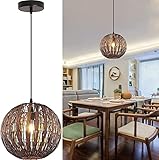 Wicker Pendant Light Beige Rattan Light Fixture Woven Pendant Light Basket Lamp Shade Light Fixtures