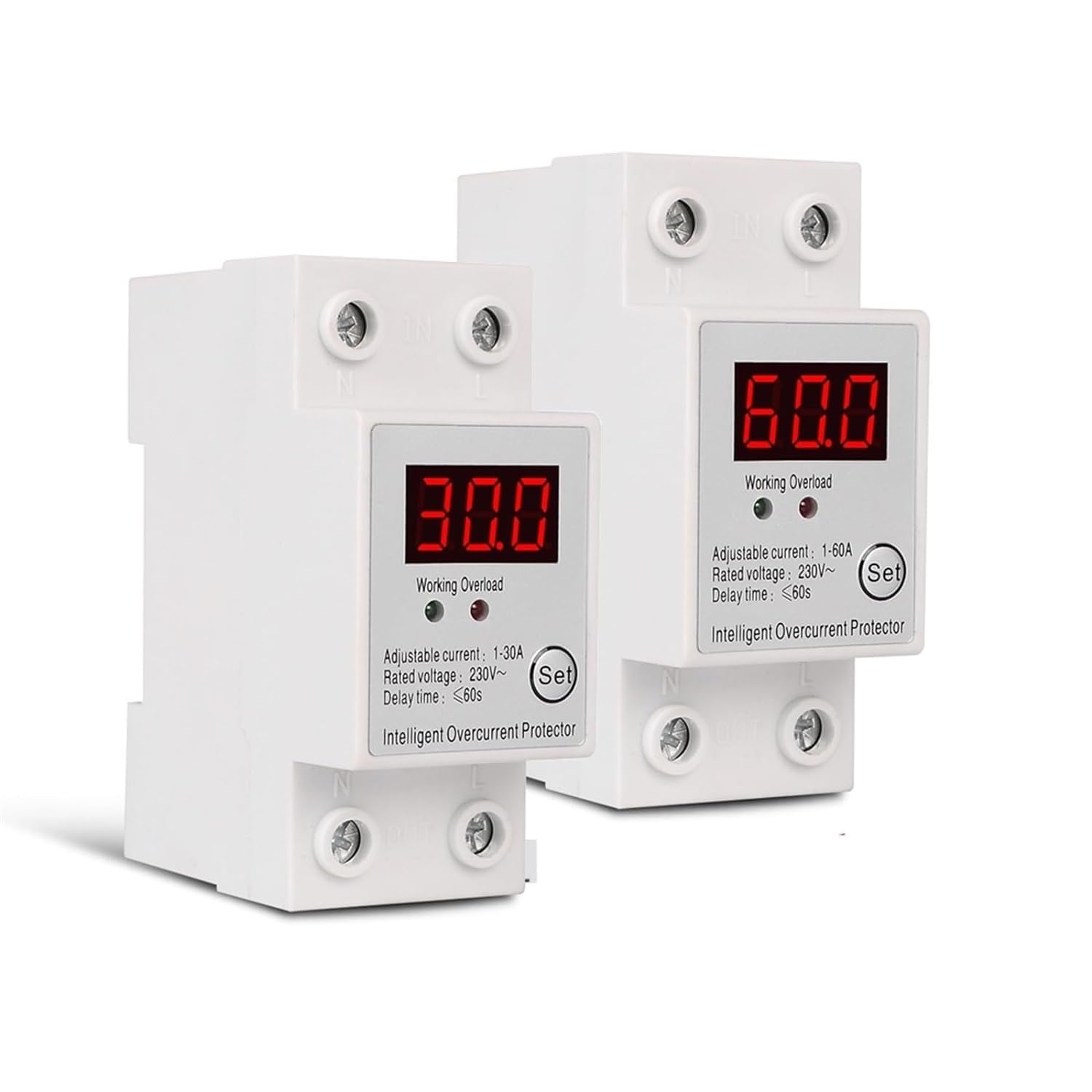 Protector de sobrecorriente ajustable 230V y disyuntor con medidor LED 1