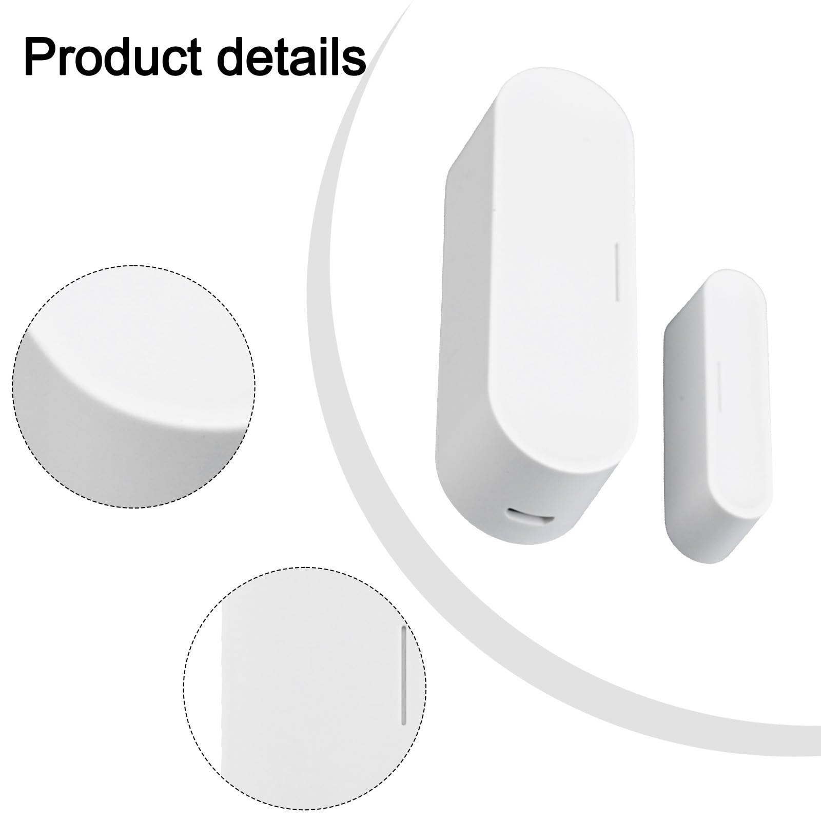 Whychstore Matter Thread Capteur intelligent pour porte et fenêtre, télécommande alimentée par USB avec application Tuya et support d'assistant vocal, fonction d'alarme antivol en blanc