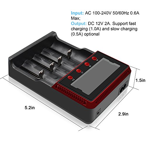 Svpro Caricabatteria universale 4 slot LCD per