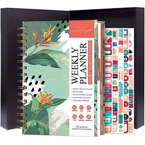 PLANBERRY Hourly Schedule Planner Premium – Undated Journal with Time Slots for Productivity & Budget Organizer, 17.5x21.6cm (African Green)