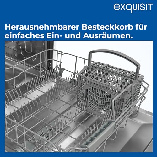 Exquisit START Geschirrspüler 60 cm, 13 Maßgedecke, Unterbaufähig, 11 Liter, Startzeitvorwahl, Restlaufanzeige, 7 Spülprogramme, GSP9313-030E weiss