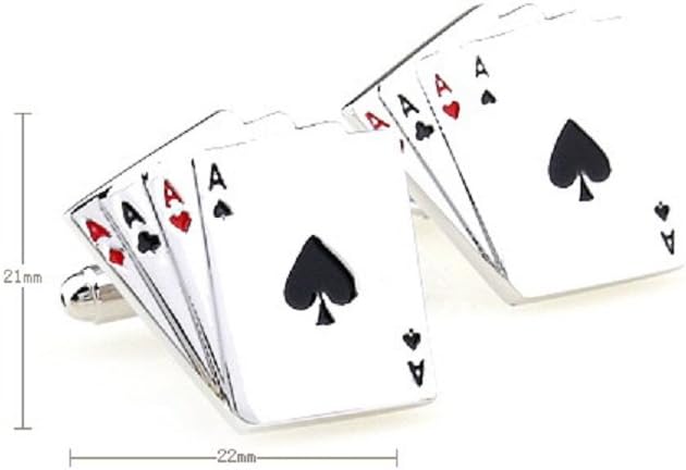 MRCUFF 4 Aces Four Ace Playing Cards Poker Gambling Casino Cufflinks in a Presentation Gift Box & Polishing Cloth