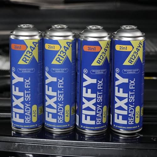 FIXFY 2 in 1 – 2X R134a Gaswechsel mit Öl – Set für Klimaanlagen 2X 500 ml, Selbstbefüllung der Klimaanlage in Autos 1995–2016
