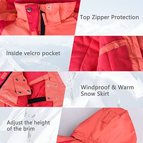 Endirad Girl's Waterproof Ski Jacket,Warm Winter Snow Coat,Hooded Fleece Outwear,Windproof Raincoat #TOP4